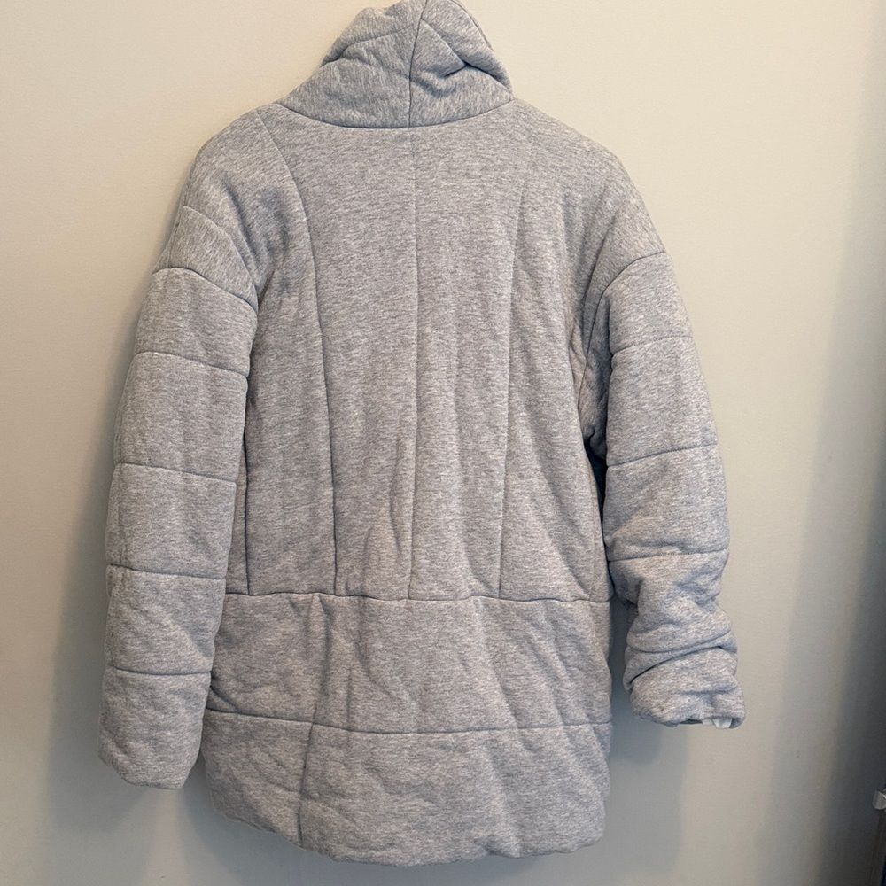 Madewell Heather Grey Sweatshirt Puffer Coat. Shawl-Collar Front Button. Size L - Picture 8 of 8
